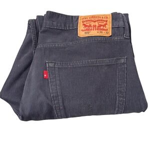 Levis 502 Regular Taper Corduroy Pants Mens 36x32 Gray Charcoal 00502-0502
